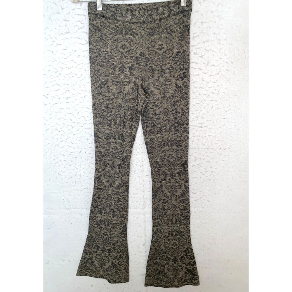 FREE PEOPLE Women's Lurex Stretch Knitted Flare Pants Sz XS Boho Bling Shine